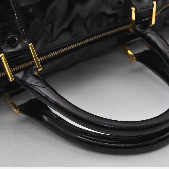 Auth CHANEL Patent Leather 2-Way Boston Travel Handbag Shoulder Bag Charm +Card - Picture 3 of 8